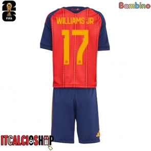 Spagna Nico Williams #17 Prima Maglia Bambino Mondiali 2026 Manica Corta (+ Pantaloni corti)